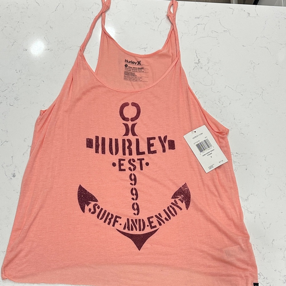 Hurley Coral Tank Top with Anchor Graphic